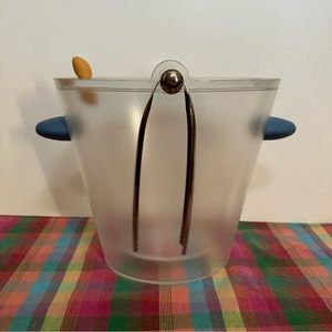Michael Graves 1999 Double-walled plastic Ice bucket with engraved metal tongs